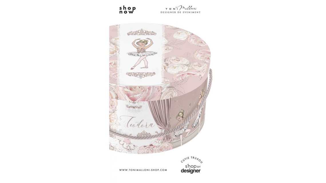 Cutie de trusou elegant cu balerina in culori pastelate cum ar fi alb si roz pudra 1